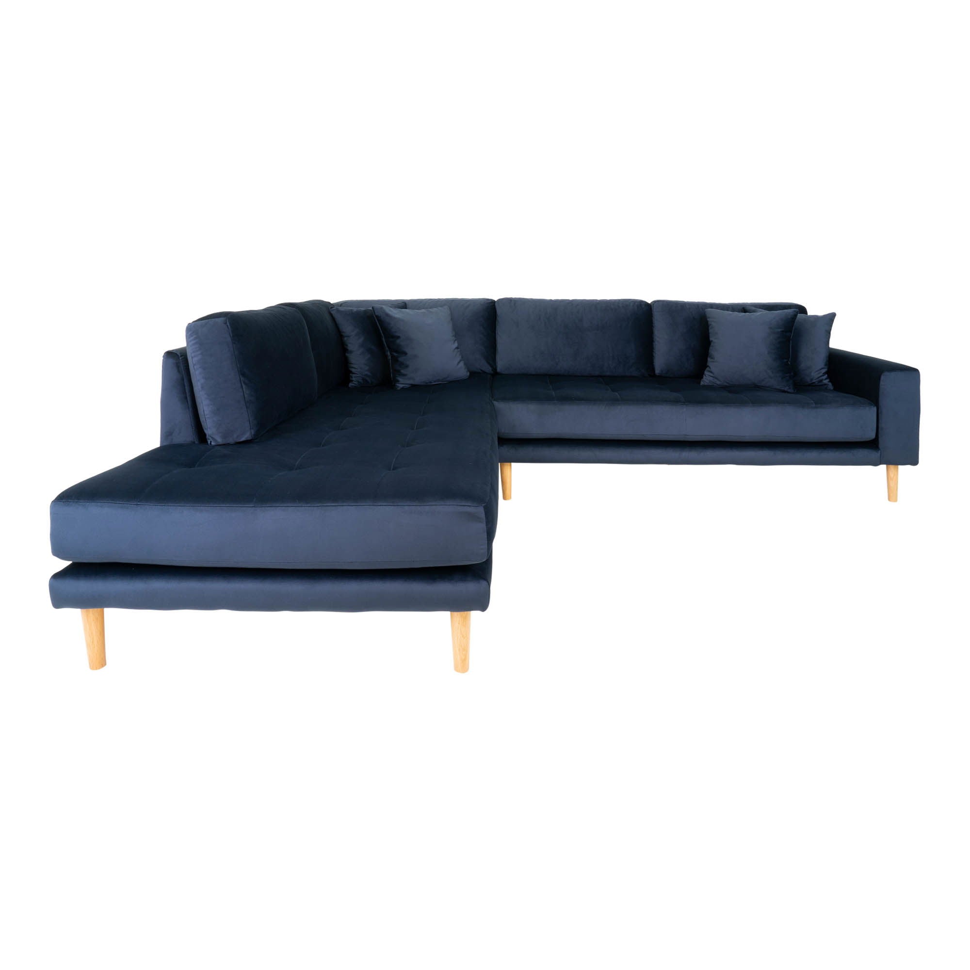 Lido – Ecksofa mit Offenem Ende, offene Seite links, Samtbezug, 92–220 × 257 × 76 cm